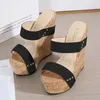 Sandaler Summer Simple Slope Heel High Women's Large Foreign Trade Arch Support Women binds för Low