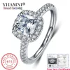 YHAMNI Certificado enviado Lujo 10%% Original Plata 925 8 8 mm 2 quilates Cuadrado Cristal Zirconia Anillos de boda de diamantes para mujeres 273V