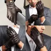 Guantes clásicos versátiles para conducir para hombre, guantes cálidos con pantalla táctil para hombre, guantes de cinco dedos a prueba de viento, guantes de cuero de alta calidad