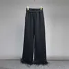 Women's Pants & Capris designer brand Elastic Waist Feather Design Feeling Black Casual for Female Niche 2023 Autumn/winter New Straight Leg Sports EBCX