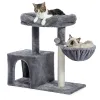 Scratchers Cat Tree Kitten Cat Tower Cat Condo for Indoor Cats with Sisal Covered Scratching Post, Deep Hammock for Kittens and Small Cats