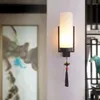 Vägglampa kinesisk stil tofs pendel dekoration smides järn vardagsrum sängen ljusgång gång