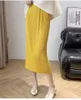 Plisowana spódnica w stylu Miyake Zielona damska szczelina elastyczna mała wysoka talia szczupła 240227