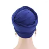 Vêtements ethniques Femmes musulmanes Chemo Cap Chapeau Hijab Turban Mesh Foulard Perte de cheveux Head Wrap Inde Longue Queue Bandanas Foulard de couleur unie