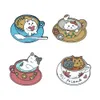 Creative Cartoon New Cute Coffee Cup Alloy Brooch, Cat Soaking Bath Accessory, Brooch Badge