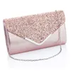 Dames Avondtasje Bruiloft Gouden Pailletten Clutch Portemonnee Keten Schoudertassen Kleine Feesthandtas Met Metalen Handvat