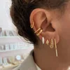 Boucles d'oreilles créoles en argent Sterling 925, aiguille d'oreille multi-tendance en or pour femmes avec Zircon, bijoux de fête à la mode, cadeaux