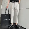 Pantaloni 2022 Pantaloni da uomo d'affari eleganti stile coreano Slim Fit pantaloni da ufficio sociali pantaloni casual streetwear nero bianco kaki 2836