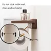 Walnut Toilet Paper Towel Holder Kitchen Tissue Stand Wall Mounted Storage Stainless Steel Wood Bathroom Fixture Phone 240227