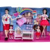 Dolls Family Dolls Playset 5 personnes 11,5 pouces poupée enceinte maman papa bébé poupée canapé meubles accessoires jeu de rôle jouets filles cadeaux