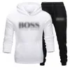 BOS New Brand Tracksuit Fashion Hoodies للرجال ملابس رياضية من ثلاث قطع من مجموعات من الصوف المزخرف بالقلع +