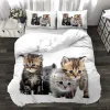 SETS 3D IMPRESSION NUMÉRIQUE 2 / 3PC ANIMAL CAT MOTEMENT COUBLE COUVERTURE ARILLER