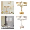 Portacandele Menorah in metallo Candelabro Religioni Candelabri da tavolo 9 rami Supporto per tavolo da pranzo decorativo