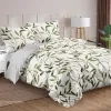 Sätt ljusgröna och ljusbruna blad sängkläder med täcke täcker 3 stycken sängöverdrag med 2 kudde skamar ren gardiner