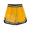 RHUDEファッションショーツメンズストリートバスケットボールスポーツショーツサマーファッションビーチパンツメンズ高品質のストリートウェアレッドアンドブルーショーツ