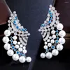 Orecchini a bottone Zlxgirl Moda imitazione perla Settore Gioielli da sposa per donna Marchio Orecchini in rame con zirconi cubici