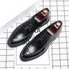 Chaussures habillées quatre saisons d'affaires pour hommes formels à lacets pointus petit bureau en cuir mariage D5133