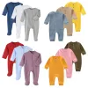 Meias bebê recém-nascido sleepsuits ins pamas sleepers sleepers footies 100% algodão outono primavera zíper ropa de bebe cresce com meias