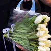Torby na zakupy przezroczyste kwiatowe pudełko z uchwytem przenośny prezent na pakowanie torebka torebka