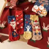 Chaussettes de femmes mignonnes de Noël hiver épaissis de sommeil de sommeil du sol en toison moyen-tube épaissi chaud doux respirant