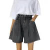 Calças de brim femininas calças de maternidade 2x perna larga rolada borda denim shorts para mulheres com cintura alta pijama feminino comprimento curto ropa de mujer
