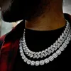 12mm Iced Out Square Cluster Tennis Chain Micro Pave Cubic Zircon Cuban Link Necklace Bracelet With Giftbox for Men Women 240226