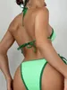 Mulheres de banho sexy micro bikini 2024 maiô feminino rendas com nervuras conjunto brasileiro maiô beach wear banhista biquini