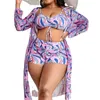 Swim wear 2024 New Plus Big Size Swimwear For Women Swimsuit Large Bathing Suits Three-Piece Push Up Bikini Set Sexy Separate Stylish 240229