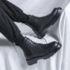 Stivali stile inglese uomo per il tempo libero moto nero tendenza scarpe con plateau stivali da cowboy originali in pelle primavera autunno caviglia Botas uomo