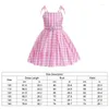 Dziewczyna sukienki Cosplay Barbie Cosplay do sukienki dla niemowląt Halloween Kid Up Sling Plaid Pink Party Princess Tunik Pas 2PC