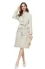 Women's Runway Trench Coats Stand Collar Long Sleeves Fashion High Street Lace Up Belt Designer Outerwear