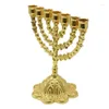 Ljusstakare Flower Base 7 Branch Menorah Metal Holder Temple Jewish Candlestick Decor