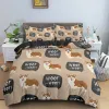 Sets teckelhond honden beddengoed set schattige kleurrijke puppy dekbedovertrek cartoon polyester quilt cover pet dog home textiel king queen 2/3pcs