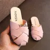 Sandales mode enfants Baotou cuir tissé pantoufles plates fille été chaussures de plage doux pantoufle enfants bébé SlidesH24229