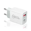 QC3.0 PD chargeurs 20W 18W 12W 2.4A Eu US AC voyage à domicile USB C chargeur mural PD chargeurs adaptateur pour Iphone huawei Samsung htc téléphone Android chargeur rapide