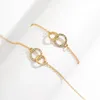 IngeSight.Z – ensemble collier et boucles d'oreilles minimalistes pour femmes, pendentif circulaire en strass, Punk, couleur or, bijoux à clavicule courte