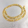 Stämplad 24 K Solid Yellow Gold Figaro Chain Link Halsband 12mm Mens RealCarat Gold Filled Birthday Christmas Gift2538