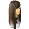 Bruin Menselijk haar Topper met pony aan de zijkant voor vrouwen Overlays Huidbasis Toupetje 5X5 inch Hoofdhuid Top 4D Fringe Clip In Haarstukjes 240222