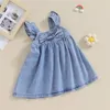 Mädchen Kleider Pudcoco Kinder Baby Mädchen Denim Kleid Einfarbig Bogen Ärmellose A-Linie Prinzessin Für Strand Party Nette Kleidung 6M-4T