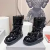 2024 Designer Nero Punta Rotonda Stivali Da Neve Piattaforma Moony Lusso Inverno Impermeabile Suola Spessa Scarpe di Peluche Donne Fascia Elastica Botas Mujer