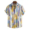 Mens Shirts Men Hawaiian Casual Button Shirts Musical Instruments Printed Short-sleeve Beach Blouses Tops Camicias 230226