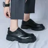 Geklede schoenen Japanse versie Heren Ronde neus School Casual Zakelijk Formeel Leer Dikke bodem Mat of glanzend