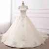 Элегантное свадебное платье трапециевидной формы с вырезом лодочкой и рукавами с открытыми плечами, расшитое бисером красочное кружевное свадебное платье с 3D-цветами, можно настроить по индивидуальному заказу