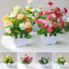 Decoratieve bloemen gesimuleerde plastic potplant 13 15cm Desktop Cover Groen Ingemaakte buitentuin Huis in decoratie