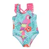 Zwemkleding Eenhoorn Print Falbala Kids Meisjes Badpak 2023 Kid Kinderen Baby Een Stuk Badmode Halter Kind Meisje Zwemmen Badpak 240229