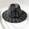 Berets Women Plaid Luksus Feel Fedora kapelusz dla eleganckich mężczyzn jesień zimowej imprezy sukienka ślubna czapka jazz sombreros de mujer