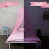 Bed Canopy For Girls With Glowing Stars - Princess Pink Baby Canopy For Bed Netting Room Decor Ceiling Tent Kids Bed Curtains 240220