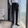 Spodnie Modna Slim Fit Pants Pants Suit Pant for Men High Talle Button Business Casual Prosty Spodni koreańskie