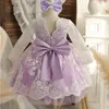 Toddler Baby Girls 1st Birthday Baptism Dresses Embroidered Elegant Princess Party Gown First Communion Infant Kids Lace Dress 240220