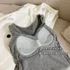 Women's Tanks Women Velvet Tank Tops With Bra Pad Plush Thickened Warm For Elegant Sleeveless Underwear